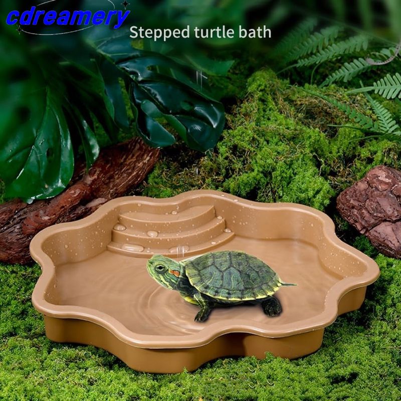 Aquatische Klettern Haustier Schildkröte Bad Pool Reptil Fütterung Gericht Wasser Topf Landschaft Aquarium Dekoration Schildkröte Lebensraum_voghion.com