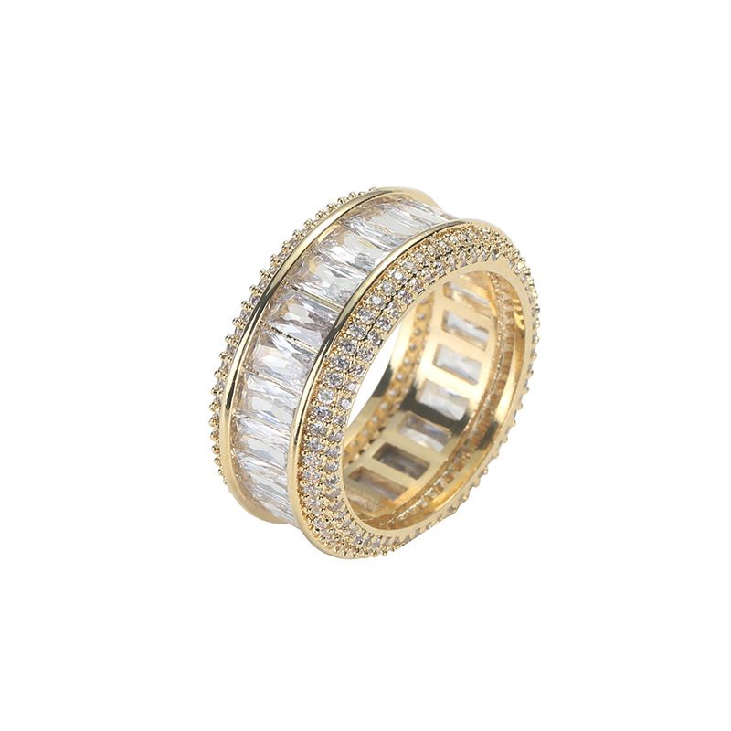 Decorated with copper inlaid zircon T square zirconium for couples, simple and personalized men's ring nightclub_voghion.com