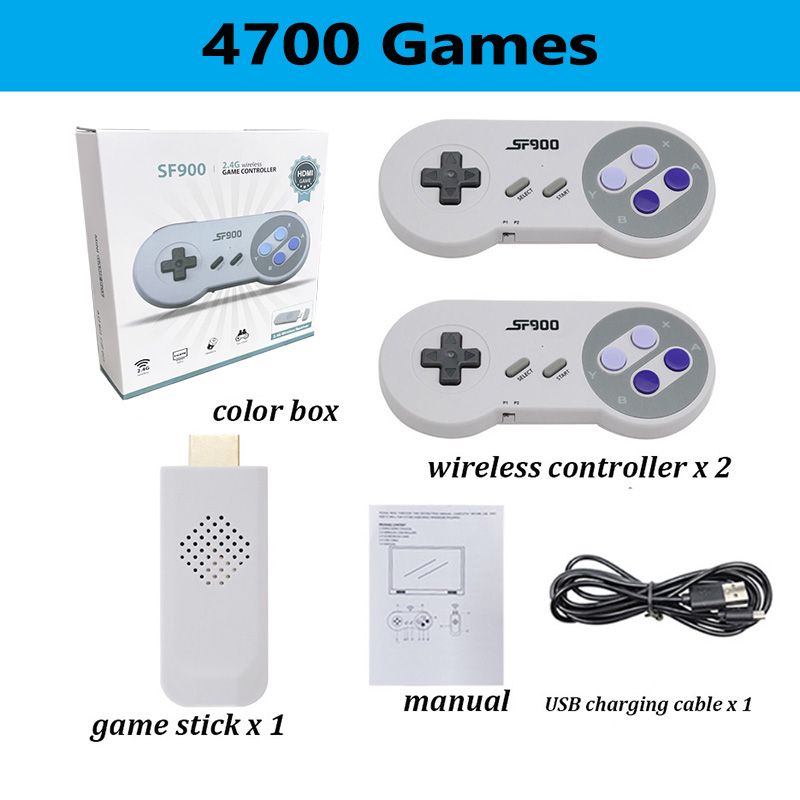 SF900 Retro Consola 16 Bit Stick 4700 Games HD Video Game Consoles For NES/SNES Wireless Controller_voghion.com