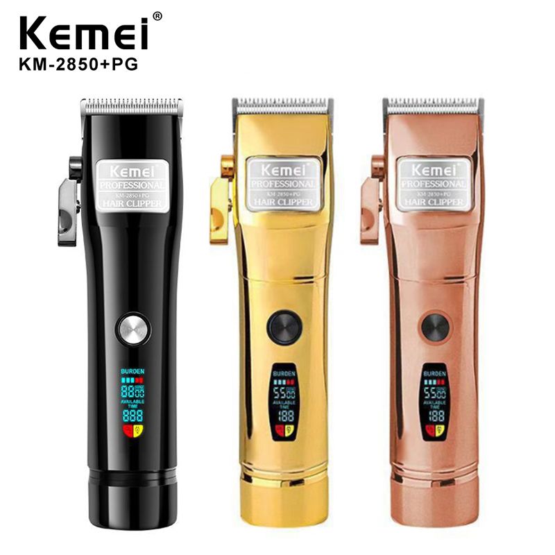 Kemei KM-2850+PG profesionalni električni strižnik z LED zaslonom, polnilni strižnik z USB polnjenjem, moški striženje las_voghion.com