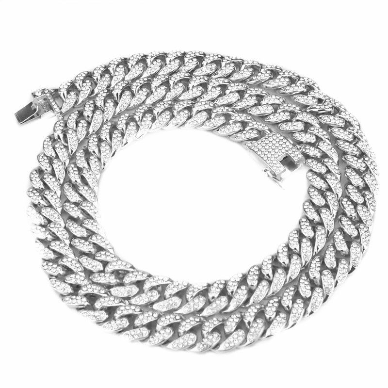Hip Hop Dominant 12,5 mm Full Diamond Big Cuban Collana Catena Oro Vendita Speciale_voghion.com
