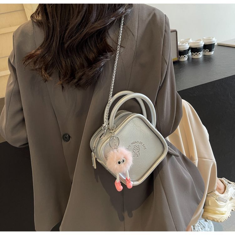 H7 borsa a tracolla con catena versatile e di alta qualità in argento da donna, mini borsa a mano, piccola borsa quadrata_voghion.com