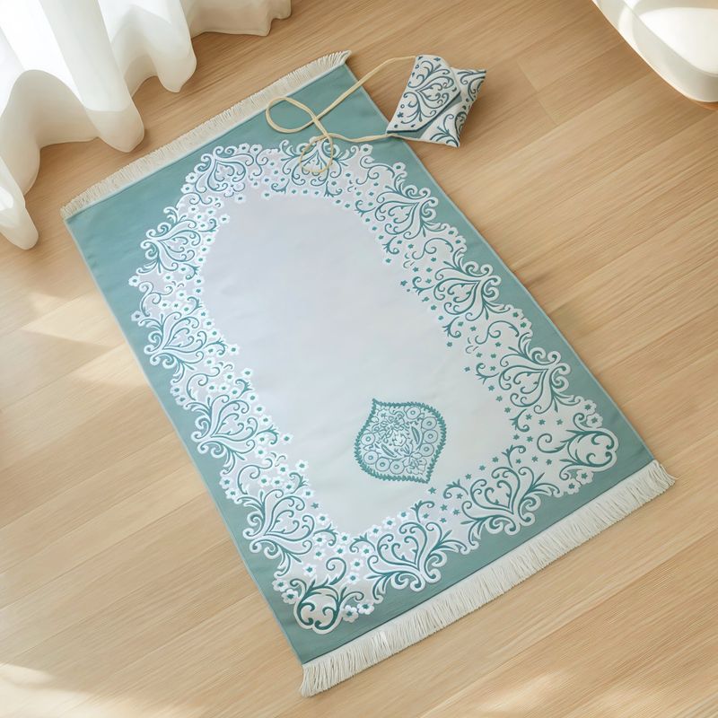 Woven Jacquard Worship Rug Elastic Silk Small Bag Portable Foldable Easy Storage Travel Mat 70*110_voghion.com