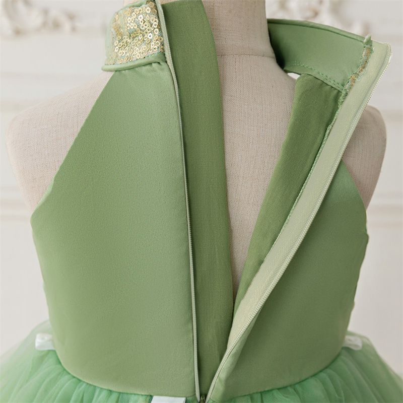 Boho prinsessenjurk (70-110 cm/6M-3J) | Bohemian halterjurk met vloeiende sleep voor verjaardagen en optredens_voghion.com
