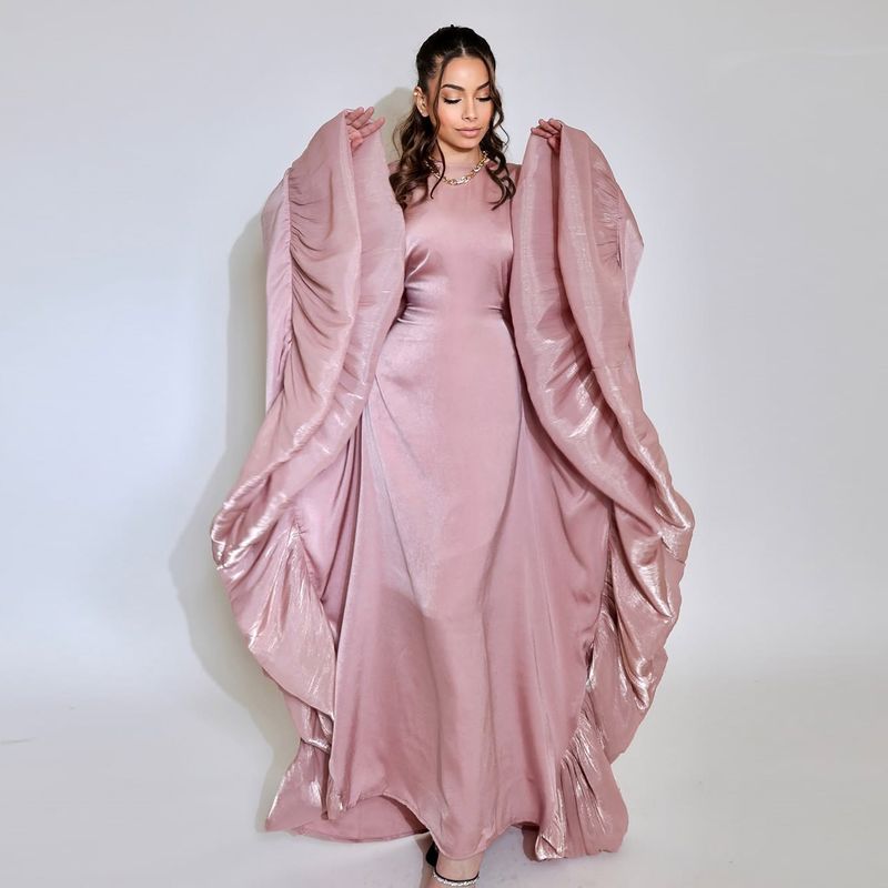 Damenbekleidung Muslimische Mode Robe Kleid Taille Satin_voghion.com