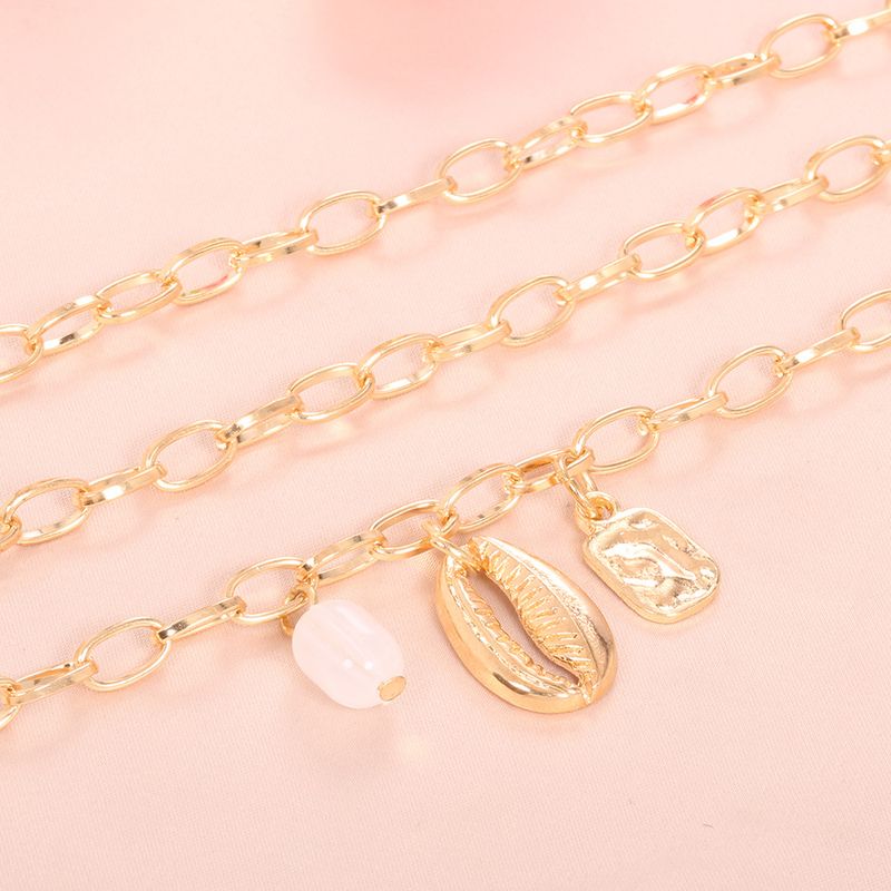 Bohemian Natural Irregular Pearl Gold Plated Shell Bracelet Set of 3_voghion.com