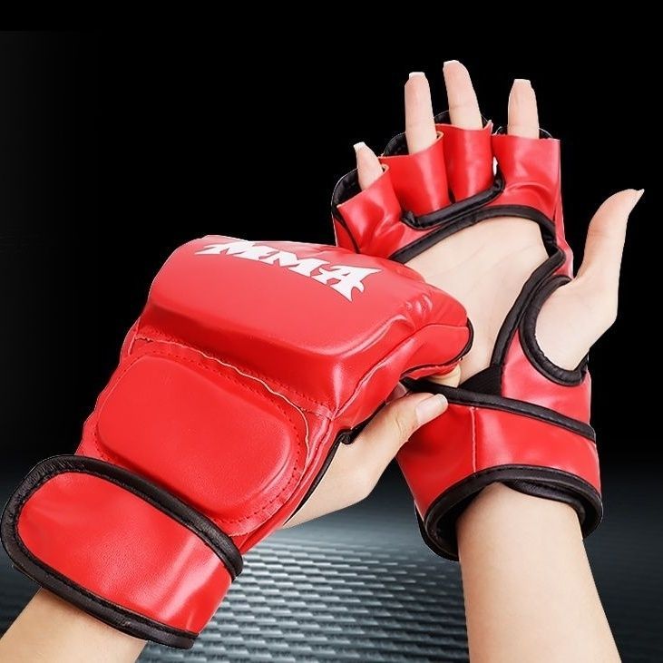 Boxing Gloves Adult MMA Fighting Professional Sanda Training Muay Thai Combat Men And Women Punching Bag Half Finger_voghion.com