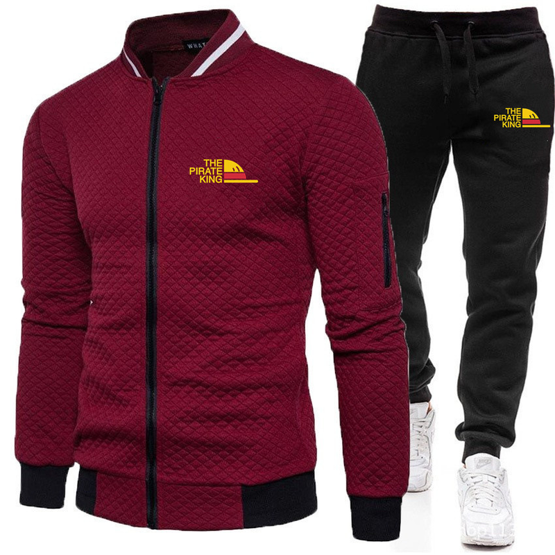 Fashion Sweater Zipper Standing Collar Sweater Jacket Men's Casual Plaid Cardigan Print Set_voghion.com