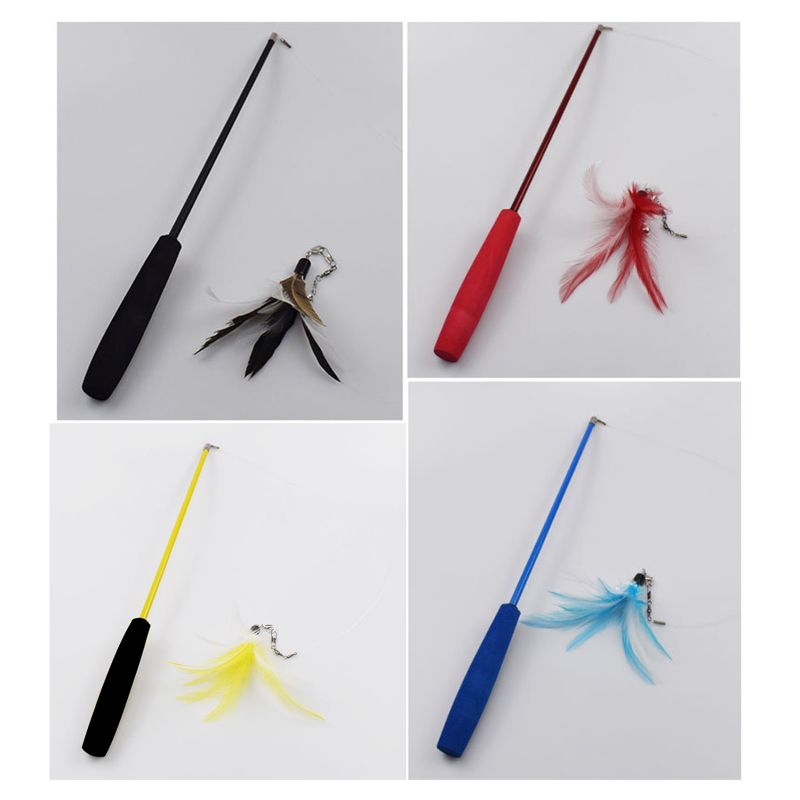 Cat Teaser Wands Three-section Telescopic Fishing Pole Wand Kitten Funny Catcher Teaser Stick Rod Interactive Stick Teaser Toys_voghion.com
