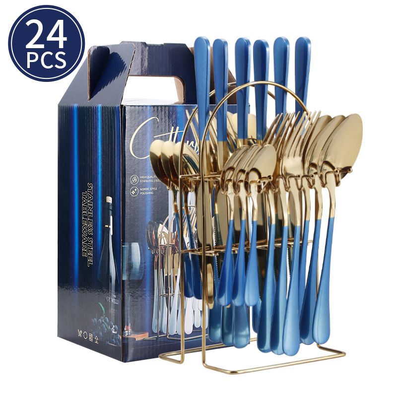 1010 Series 24-Piece Stainless Steel Cutlery Set - Steak Knife & Fork Set With Dinner Spoon, Premium Dining Utensils For Western Cuisine In Gift Box_voghion.com
