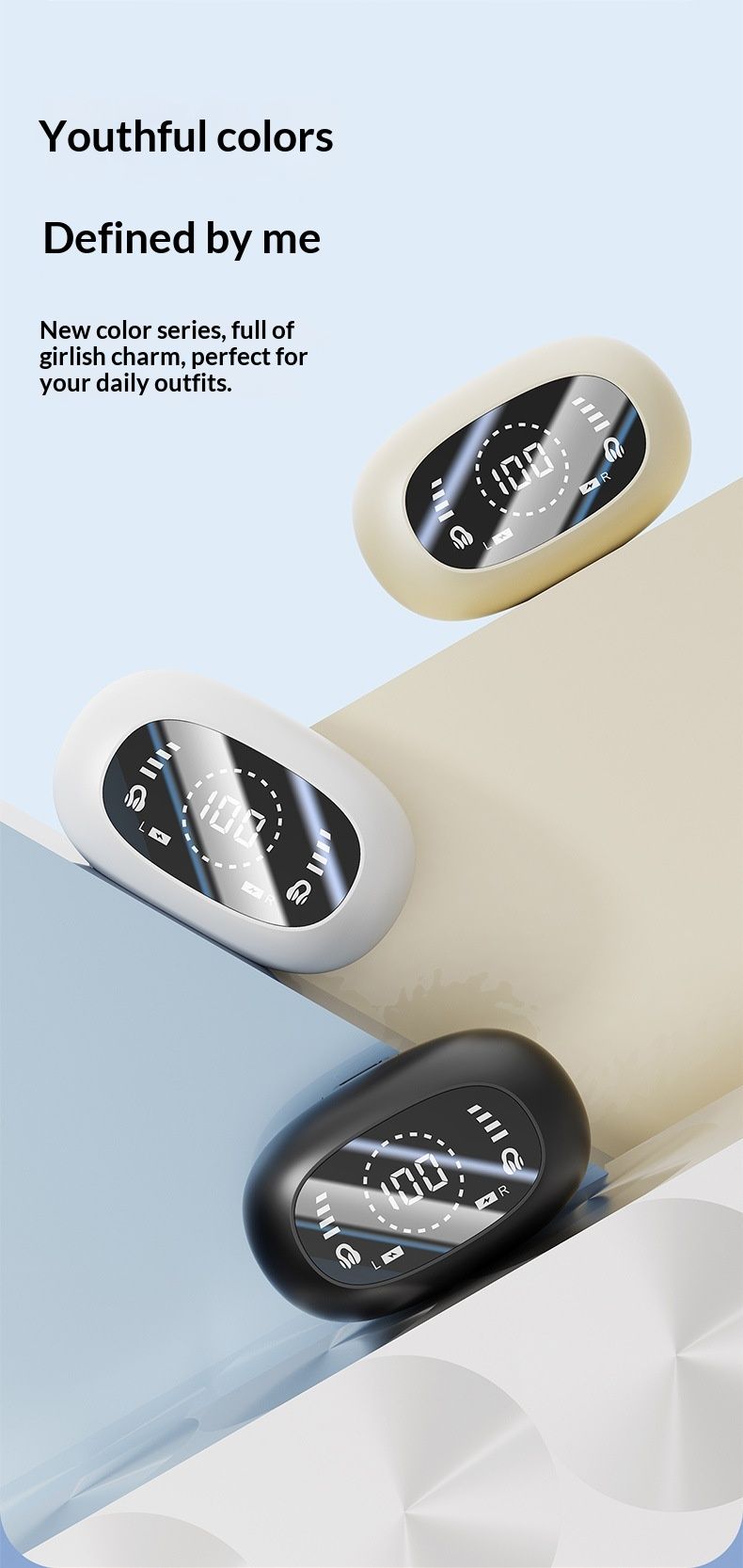 Écouteurs intra-auriculaires NeoGear à conduction osseuse sans fil Bluetooth, longue autonomie, grand écran intelligent_voghion.com