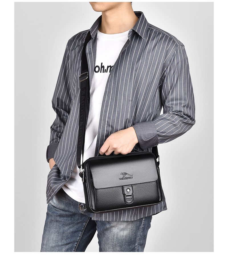 Small Male Shoulder Briefcase For Man PU Leather Tote Handbag Porter Messenger Satchels Crossbody Square Side Ipad Pouch_voghion.com