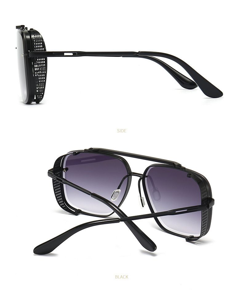 ActiveGo ActiveGo Personalized European And American New Style Double Bridge Metal Cut Edge INS Face Slimming Square Frame Trendy Unisex_voghion.com