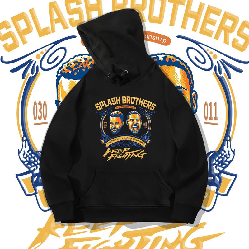 Y Curry Printed Round Neck Pullover Hoodie With Hip-Hop Style Trend Loose Basketball Casual Graffiti Warrior_voghion.com