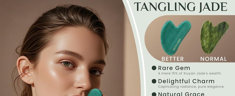 Rena Chris Natural Jade Scraping Manual Stick for Mandibular Shaping and Swelling Facial Massage Skincare Tools (Green)_voghion.com