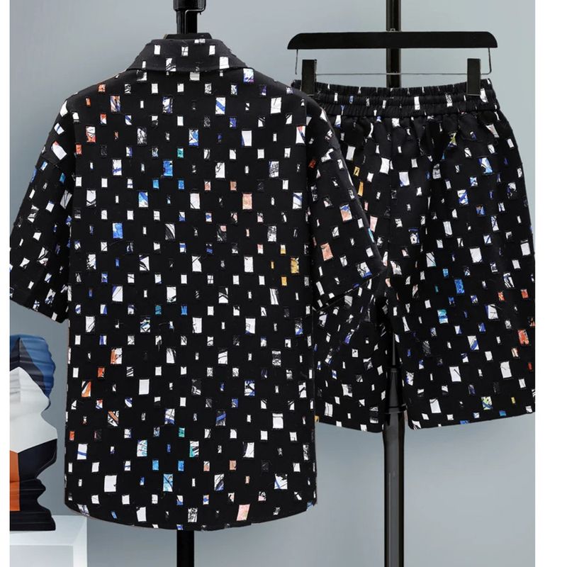 Summer 2 Pieces Set Tracksuit Men's Two Shirt Shorts Haruku Streetwear Oversized Men Sets Short Outfits Suits_voghion.com