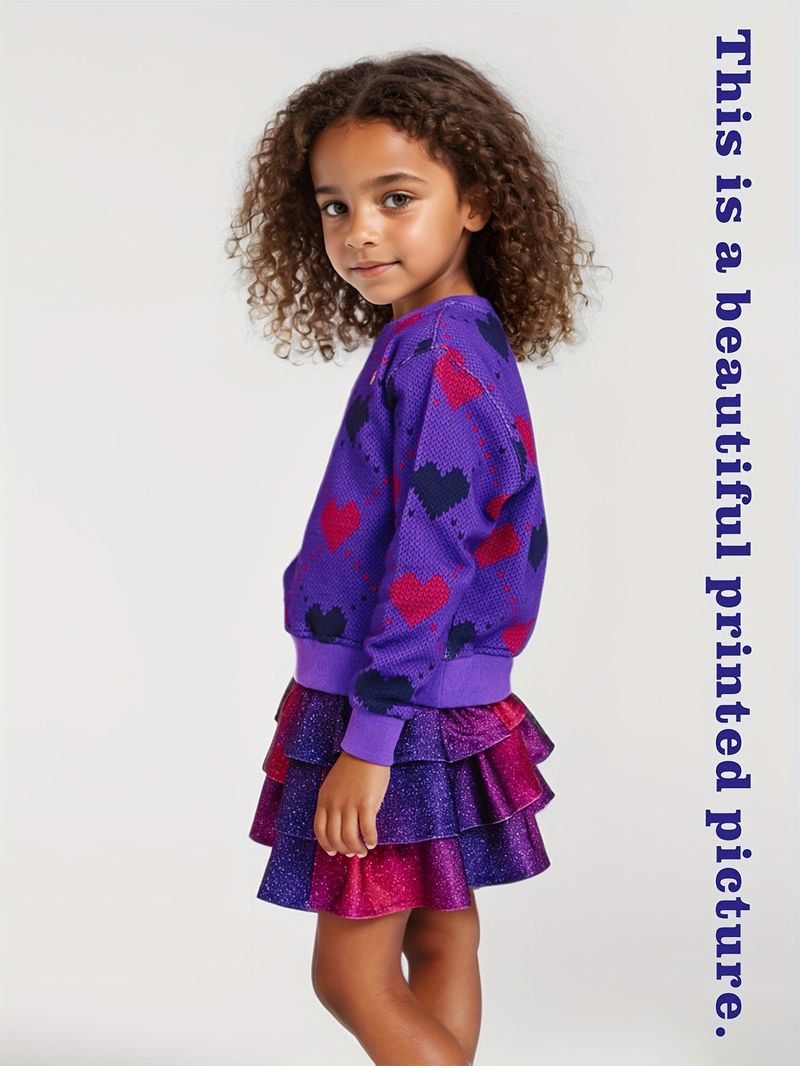 Mutter & Kinder INS Mädchen Muster Volldruck Rundhals Langarm Pullover & Rock Set Herbst Kleidung_voghion.com