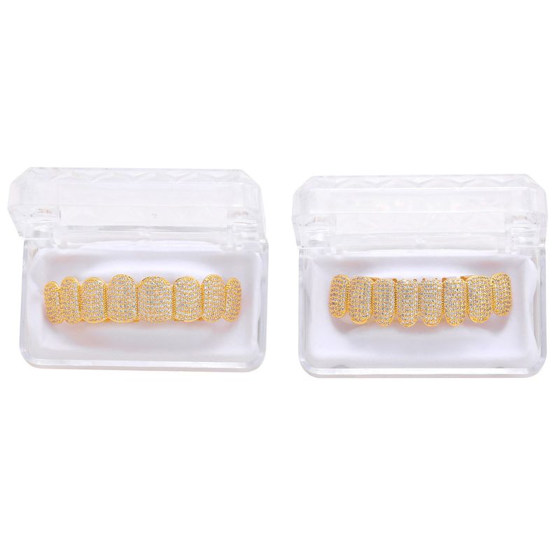 Meisa nové mikro vykládané osmizubé měděné zirkonové zlaté rovnátka Grillz cool pánské hip hop doplňky_voghion.com