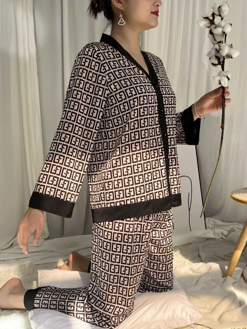 Costume ample imprimé décontracté pour femmes, ensemble deux pièces, beauté, automne et hiver, 2023_voghion.com