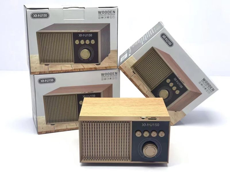 speaker, wireless FM radio, subwoofer, portable wooden Bluetooth speaker XM-U150_voghion.com