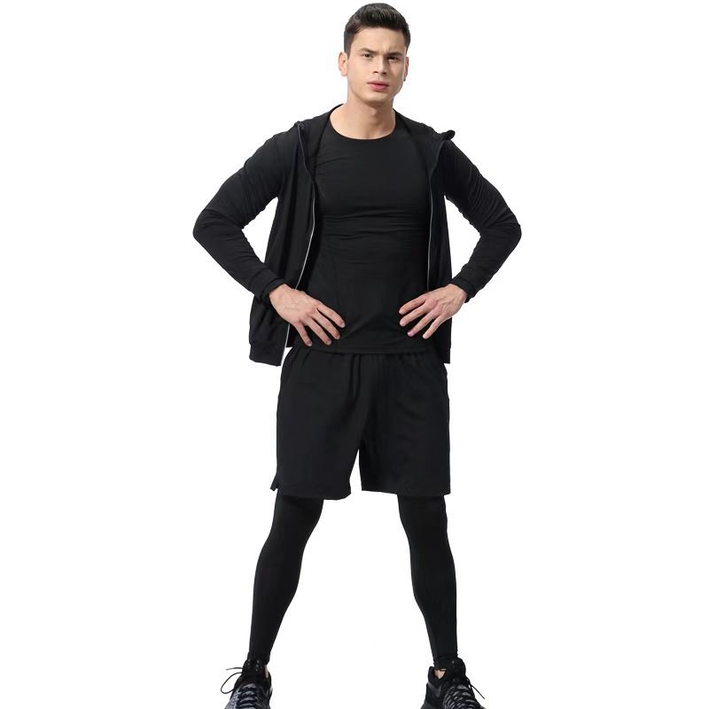 Herenkleding Fitnesskleding Hoog elastisch basketbal sportpak Hardlopen Snel drogend Ademend Tights Trainingskleding_voghion.com