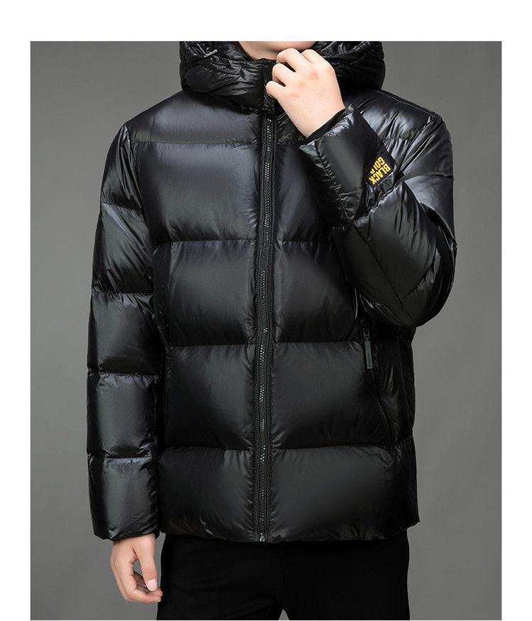Herren-Winterdaunenjacke mit Kapuze, ultrawarmer Kurzmantel für extrem kaltes Wetter, leicht und wasserabweisend, 600 Fill Power Graue Gänsedaunen_voghion.com