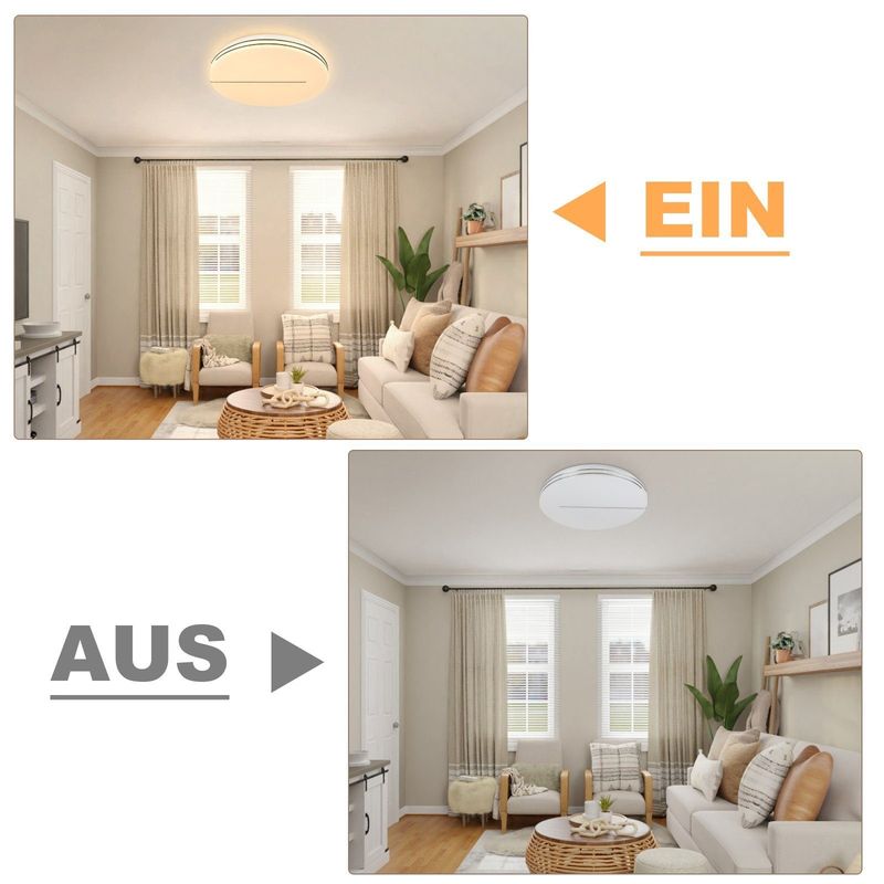 Glitzerlife Deckenlampe LED Deckenleuchte Schlafzimmer - Ø27cm Schlafzimmerlampe Sternenhimmel 12W Küchenlampe Warmweiß Flurlampe Moderne Deckenbeleuchtung Rund_voghion.com