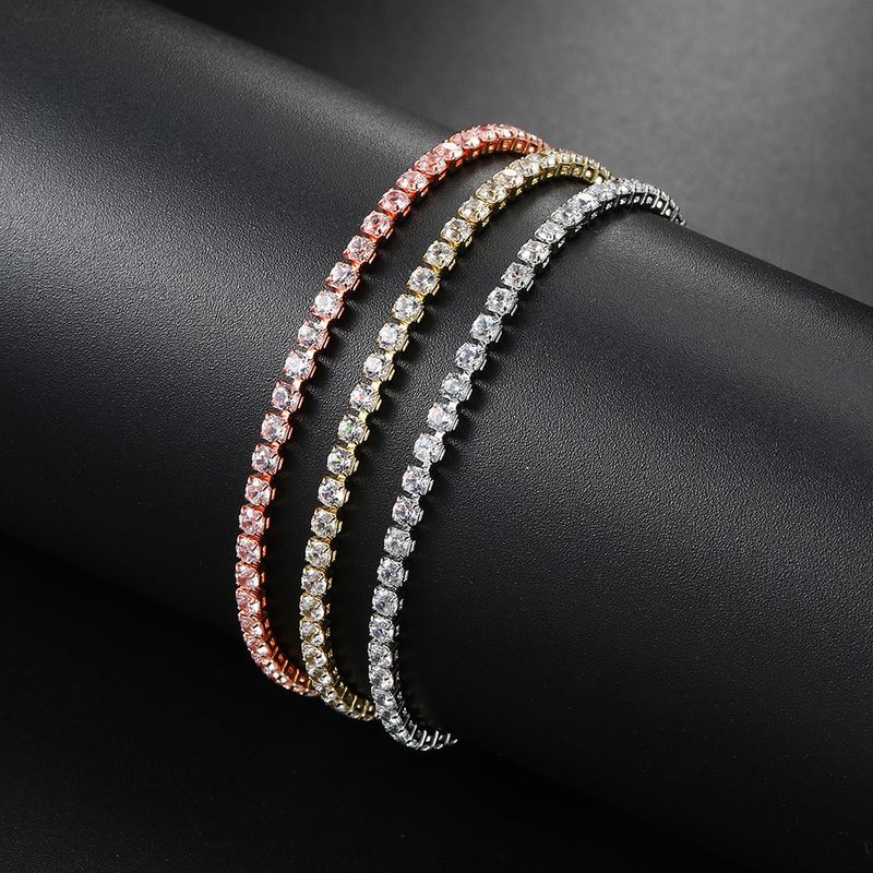 Brățară tenis unisex cu zirconiu pentru femei, brățară placată cu aur, cu un singur rând de diamant, bijuterii de vânzare fierbinte_voghion.com