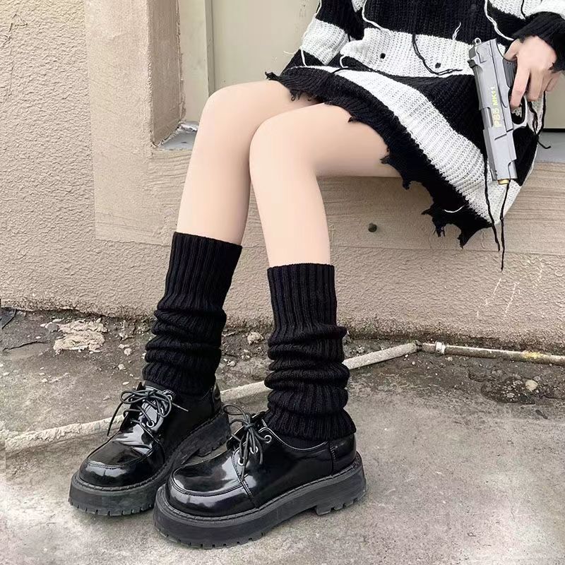 Knitted JK Set Women, White Long Tube Calf Socks, Leg Warmers For Spring And Autumn, Lolita Style Slouch Socks_voghion.com