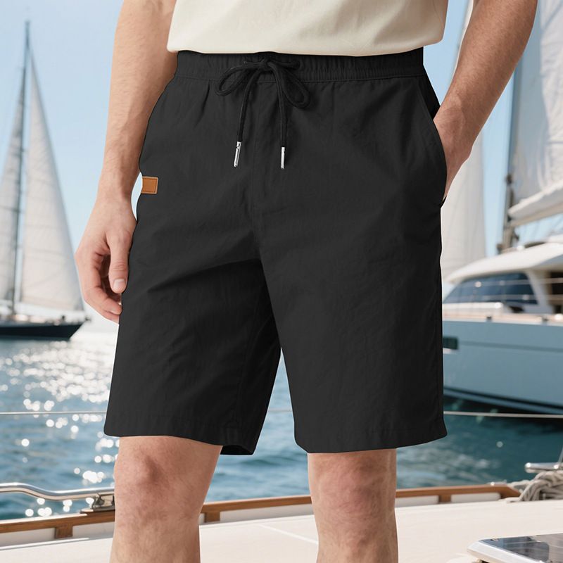 Pantalones de playa para hombre, de verano, informales, ligeros y lujosos, de cinco puntos, con cordón cruzado, talla grande_voghion.com