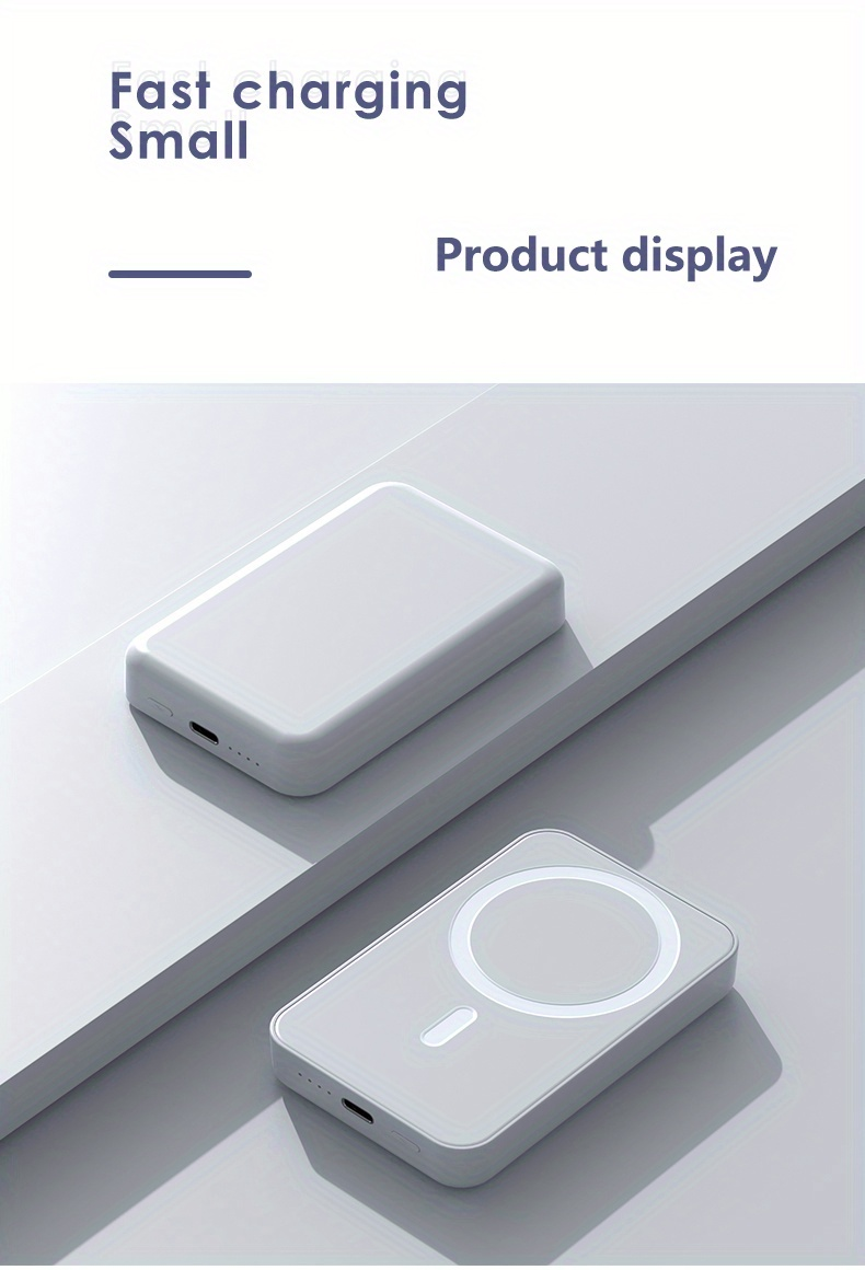 1pc 5000/10000mAh Mobile Power Bank, PD20W Super Fast Charge, Magnetic Suction Wireless Charging Bank, Portable Phone_voghion.com