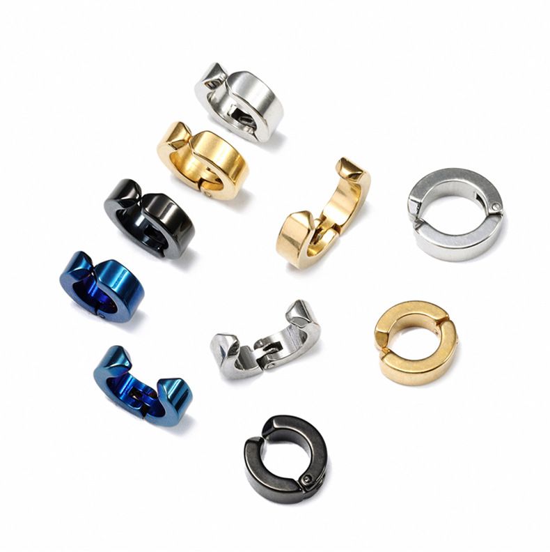 Stud Earrings Hip Hop Punk Stainless Steel Ear Clips For Men Without Pierced Ears, Fashionable Style, Personalized Clip On Earrings_voghion.com