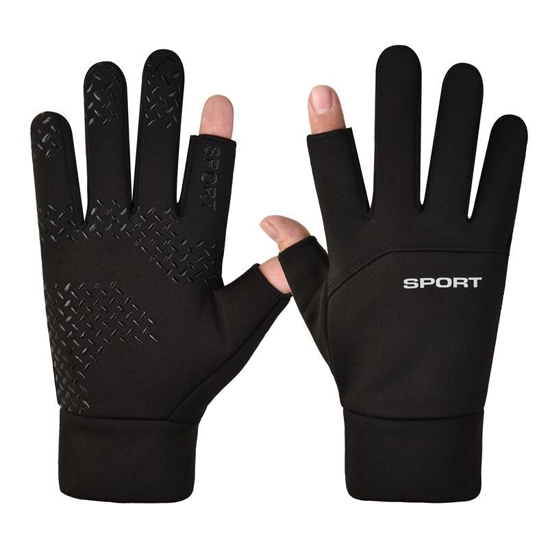 Autumn winter two with velvet riding fishing outdoor wear-resistant full finger gloves, cold resistant and warm gloves_voghion.com