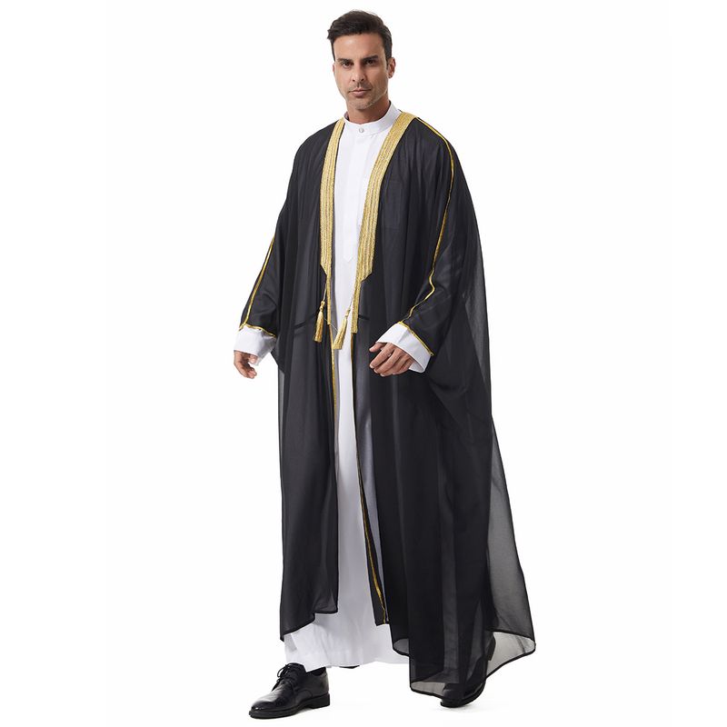 Men's Clothing Robe Lace Tassel Chiffon Outer Cape_voghion.com