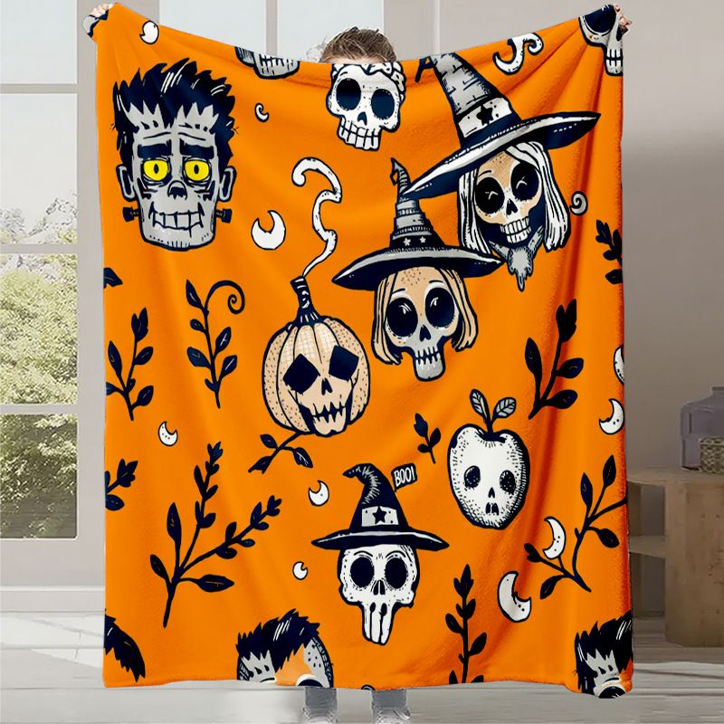 Halloween Flannel Lunch Break Throw Small Blanket Digital_voghion.com