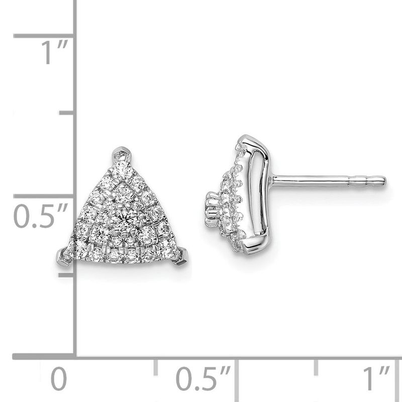 14k White Gold 1/2 Carat Lab Grown Diamond VS/SI+ G+ Complete Triangle Cluster Post Earrings_voghion.com