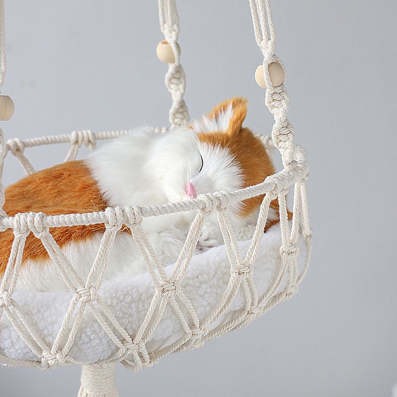 Böhmischer handgewebter Katzen-Hängekorb mit Quaste, Haustier-Hängematte, Schaukelnetz, hängendes Katzenbett zur individuellen Gestaltung_voghion.com