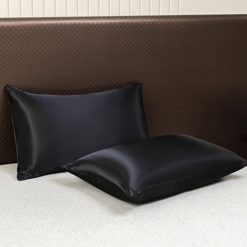 Einfarbiges Satin-Kissenbezug-Set – 2er-Pack luxuriöse, seidenähnliche Kissenbezüge mit Hotelverschluss, Standard-/Queen-Size_voghion.com