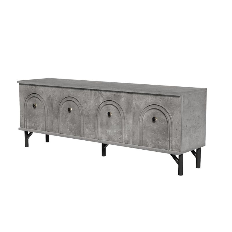 Modernes 4-türiges TV-Board In Grau, 160 Cm, Con Soft-Close-Scharnieren, Für Wohnzimmer_voghion.com