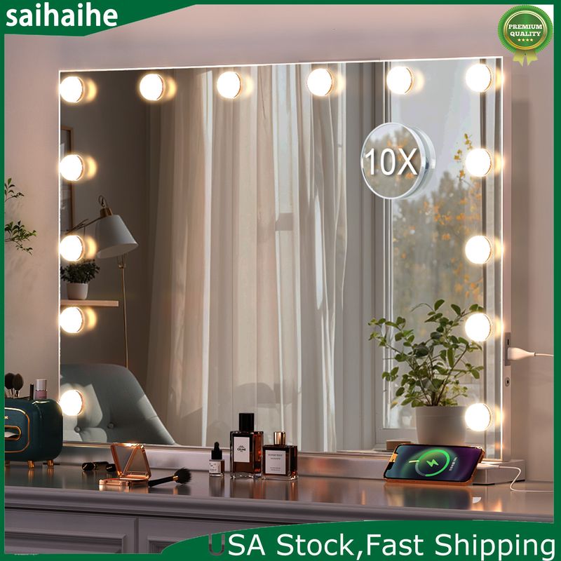 LED Hollywood Makeup Vanity Cosmetic Mirror With 14 Lights 50x42cm Large Mirror_voghion.com