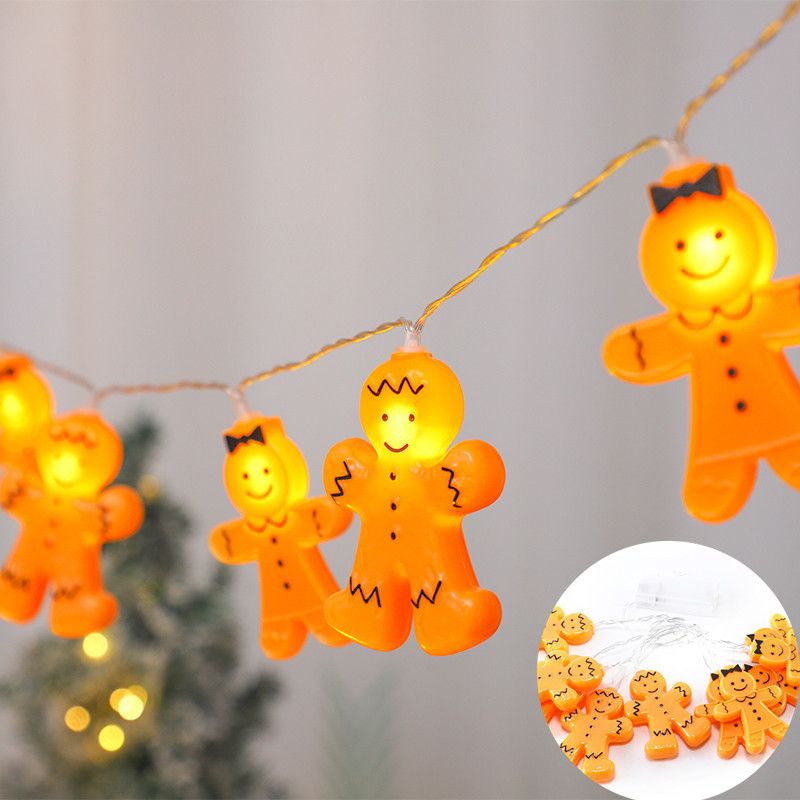 Cross-Border LED New Decoration Christmas Tree Gingerbread Room Battery Cookie Man String Lights_voghion.com