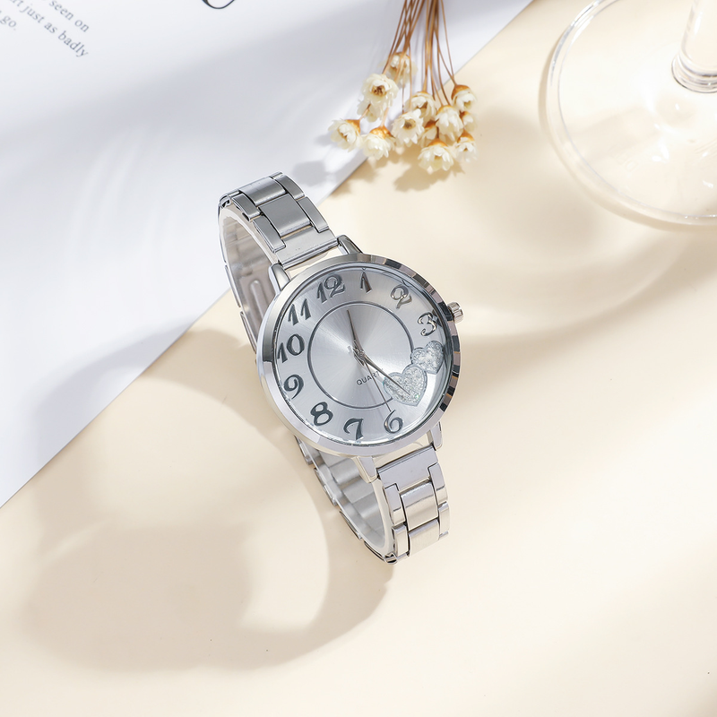5 teile/satz Damen Sommer Neue Mode Frische Persönlichkeit Stahl Band Quarzuhr Set_voghion.com
