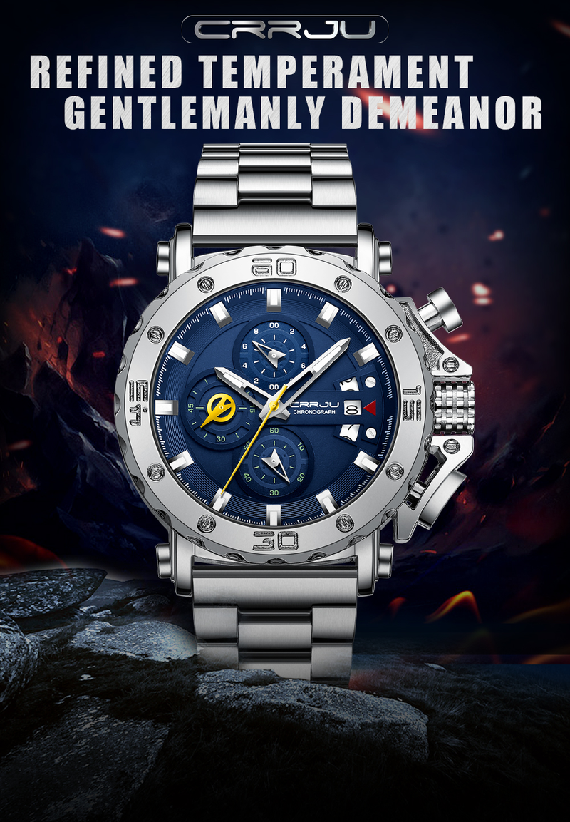 Horloge voor heren Topmerk Luxe Grote Wijzerplaat Roestvrij Staal Waterdichte Chronograaf Polshorloges Met Datum Relogio Masculino_voghion.com