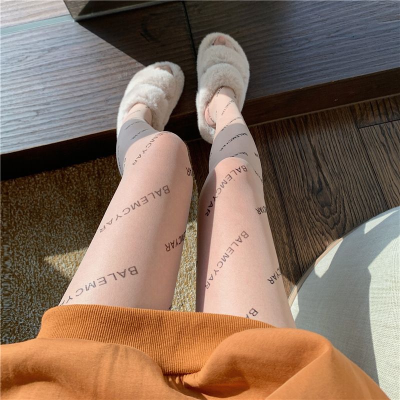 Letter Black Stockings For Women In Spring And Autumn 2022, New Popular Thin Socks, Lace Trendy Ins Jumpsuit Pantyhose_voghion.com