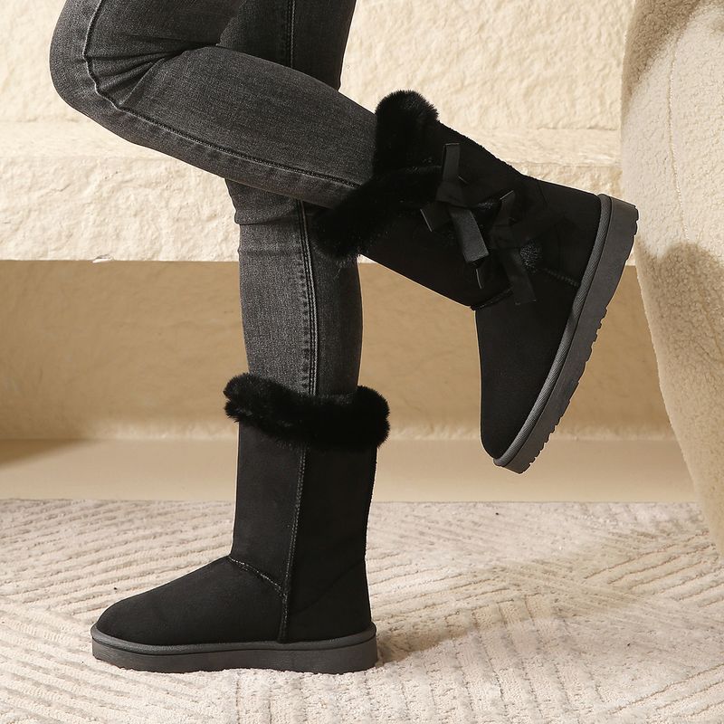 Women's Snow Boots Mid-Calf Warm Fur Lined Boots Ladies Slip on Fashion Bootie_voghion.com