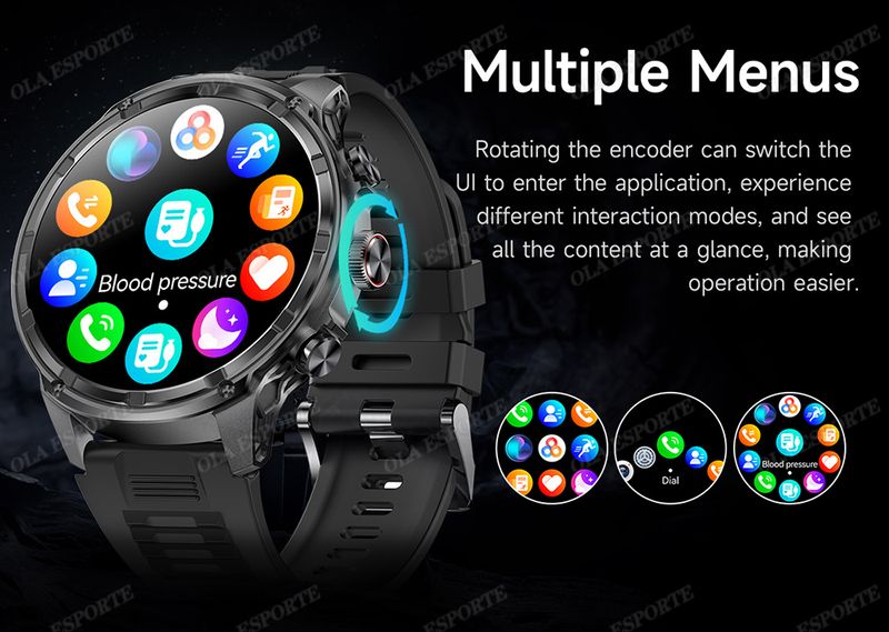 Montre connectée militaire pour hommes, 710 mAh, pour l'extérieur, GPS, boussole, fréquence cardiaque, lampe de poche LED, appels Bluetooth, sport_voghion.com