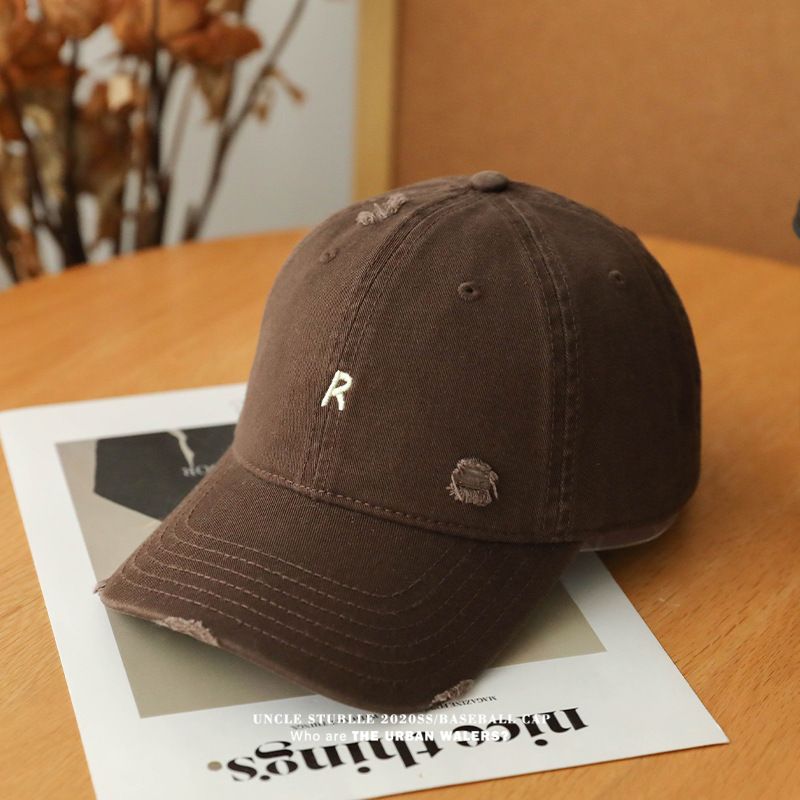 R Embroidered Baseball Cap For Women & Men - Wide Brim Sun Hat With Soft Top, UV Protection & Adjustable Strap_voghion.com