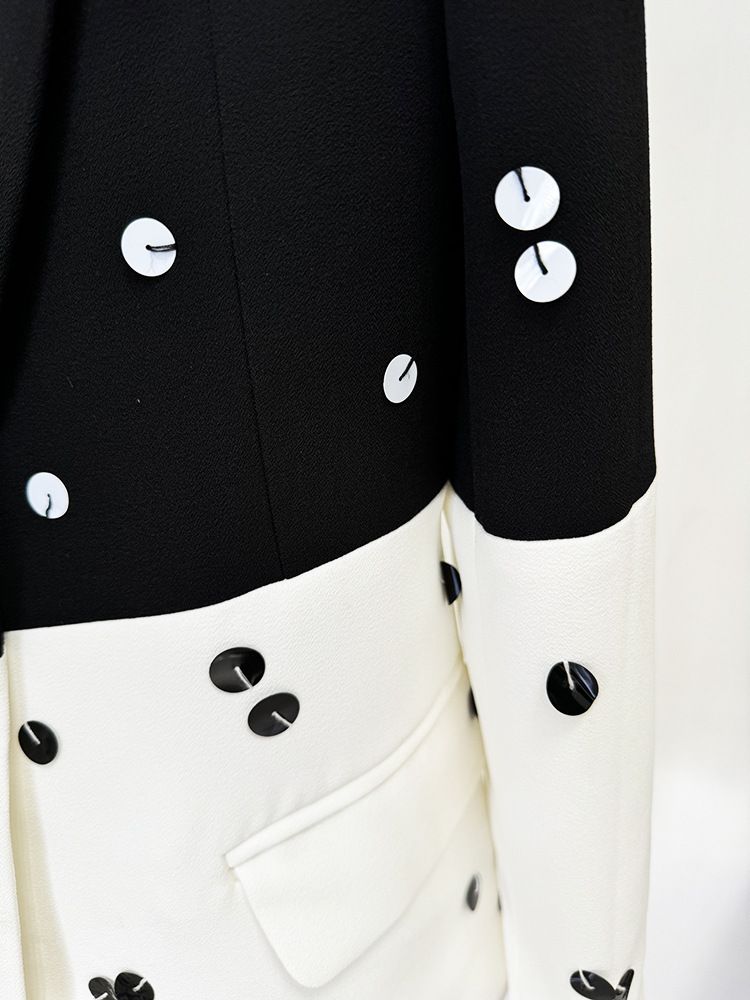 Moda Lantejoulas Contas Colorblock Terno Jaqueta Rabo de Peixe Saia Longa Terno_voghion.com