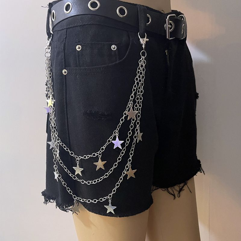 European And American Hip Hop Punk Pentagram Pendant Waist Chain Ins Style Fashion Personality Multi-layer Metal Chain Men's And Women's Trousers_voghion.com