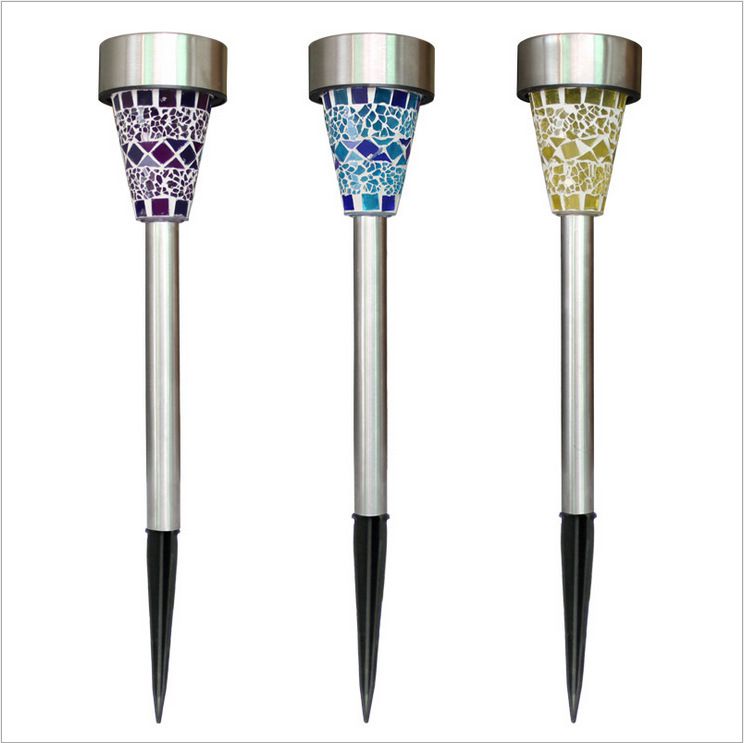 Lampada da giardino a mosaico, lampada da esterno a LED impermeabile per prati, vialetti e patii, bianco caldo e bianco freddo, acciaio inossidabile, illuminazione 6-12 ore_voghion.com